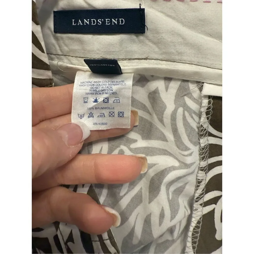 Lands End Women’s Skort Plus Sz. 22W Self Belt Pockets Brown/White